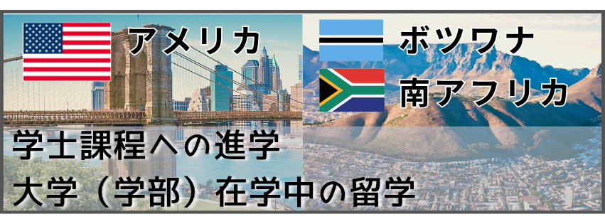 留学経験者 アメリカ　南アフリカ　ボツワナ　学士課程への進学　大学（学部）在学中の留学　留学体験